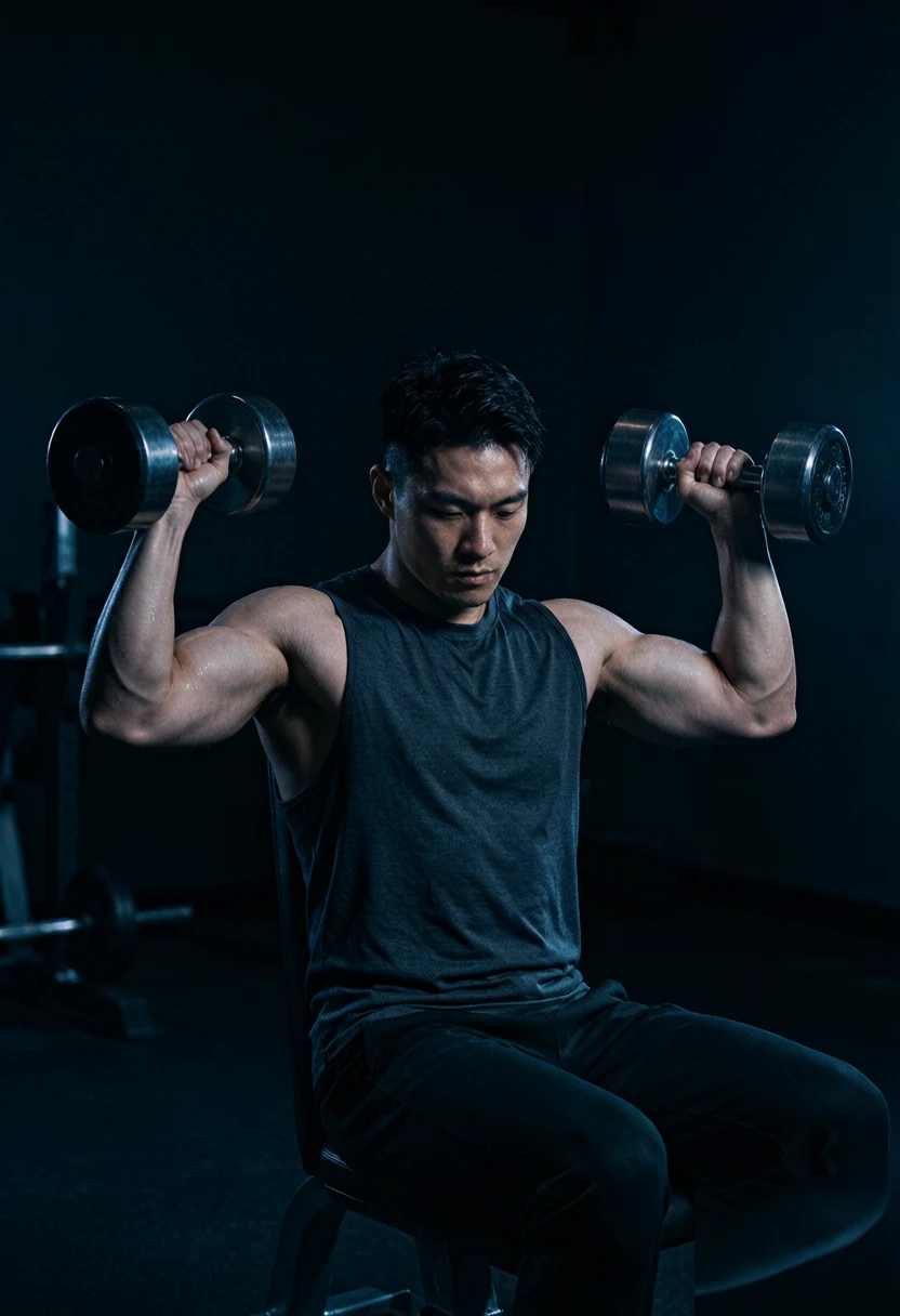 训练后放松拉伸的健身者